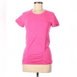 Athleta “Fastest Track” Ruched Active Tee — Pink — M Top